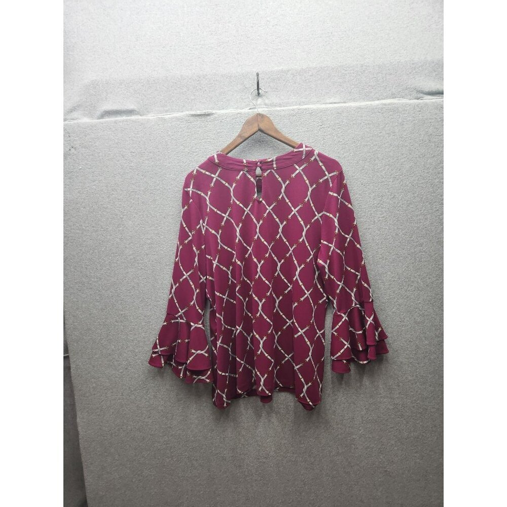 Charter Club Pink Diamond Print Blouse Womens XL Polyester & Spandex Made In Ind - Picture 4 of 4